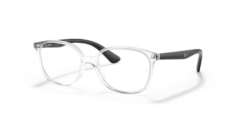 Ray-Ban Junior Kids' RY1598 Square Prescription Eyewear Frames, Transparent/Black/Demo Lens, 47 mm