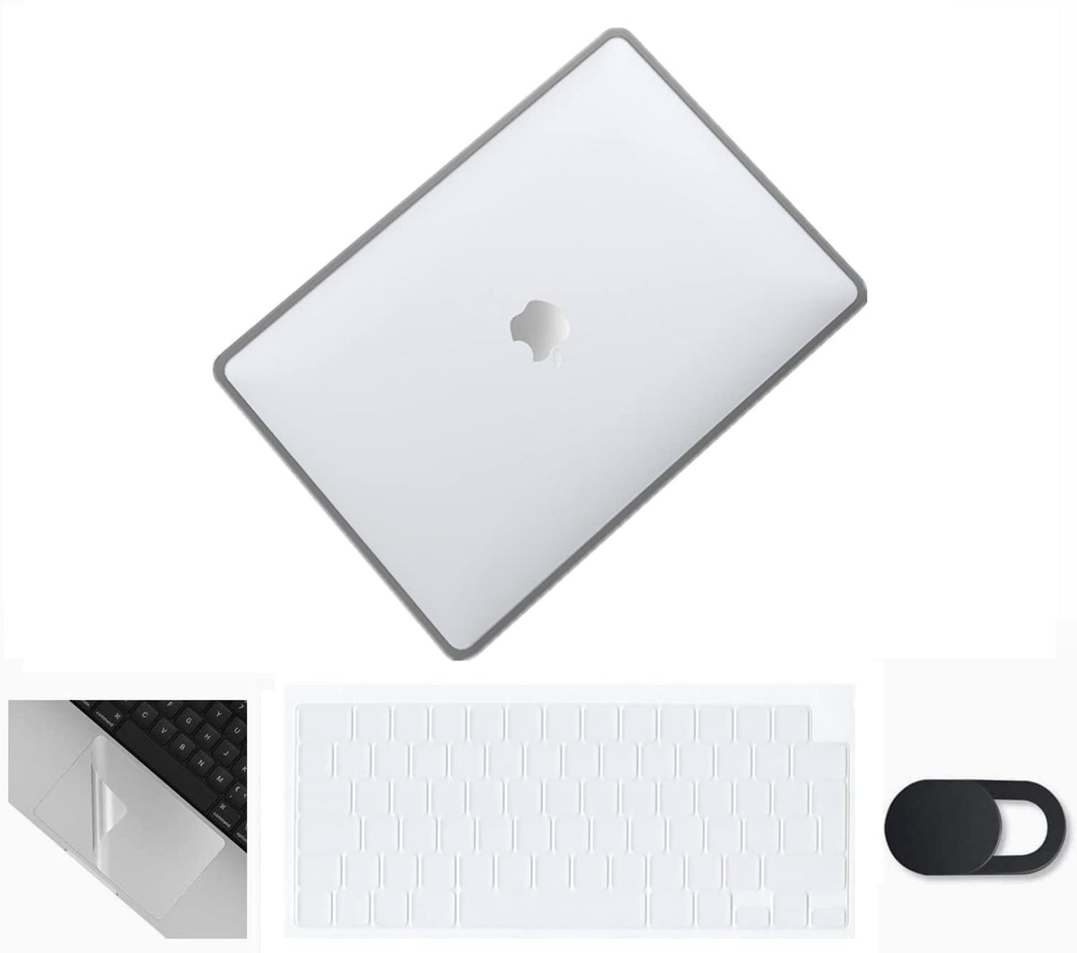 Se7enline Compatible with MacBook Pro 14 inch Case 2024 2023 2022 2021 M4 M3 M2 M1 A2918 A2992 A3112 A3401 A2779 A2442 TPU+PC Cover &Keyboard Skin&Touchpad Protector &Webcam Cover,Transparent&Gray