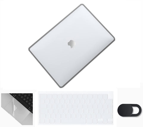 Se7enline Compatible with MacBook Pro 14 inch Case 2024 2023 2022 2021 M4 M3 M2 M1 A2918 A2992 A3112 A3401 A2779 A2442 TPU+PC Cover &Keyboard Skin&Touchpad Protector &Webcam Cover,Transparent&Gray
