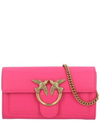 Pinko Womens Love ONE Wallet C Vitello SETA, Z99Q_Nero-Antique Gold