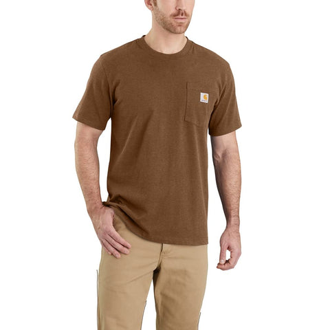 Carhartt Men's Relaxed Fit Heavyweight Short-Sleeve Pocket T-Shirt, Oiled Walnut Heather