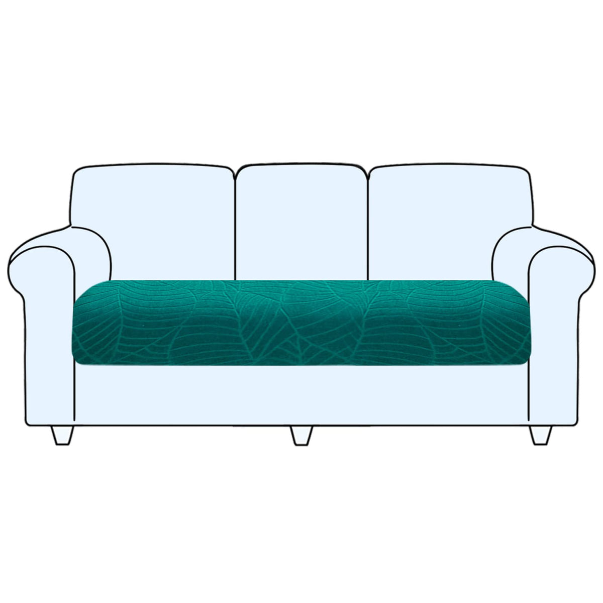 SHUOJIA Sofa Seat Cushion Cover, Stretch Sofa Seat Cover, Cushion Covers Non-slip, Slipcover Cover for Sofa Seat Cushions,Seat Couch Cover for Pets & Kids (Malachite Green,Large-3-Seater)