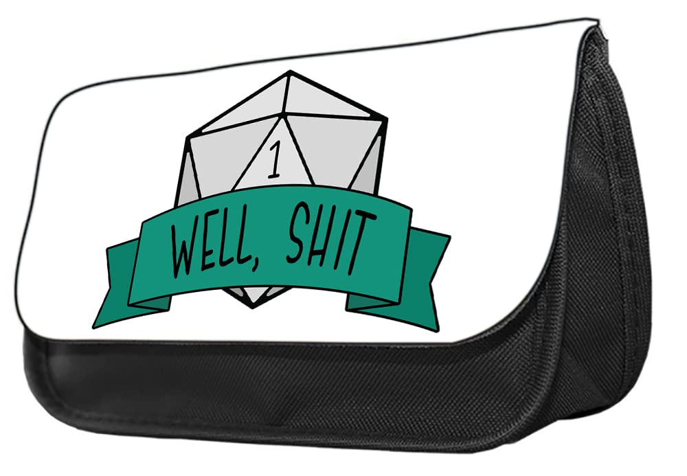 Giftme Well Shit DND Theme RPG Pathfinder Gamer, Birthday, Christmas Pencil Case. Make up case, Back to School Gift, Black, 22cm x 13 cm