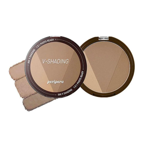 CLIO COSMETICS CO.,LTD. Peripera Ink V Face Shading Contour 3 Colours for Long Lasting Effect, Shadow Blush, Makeup Powder - Cacao Brown
