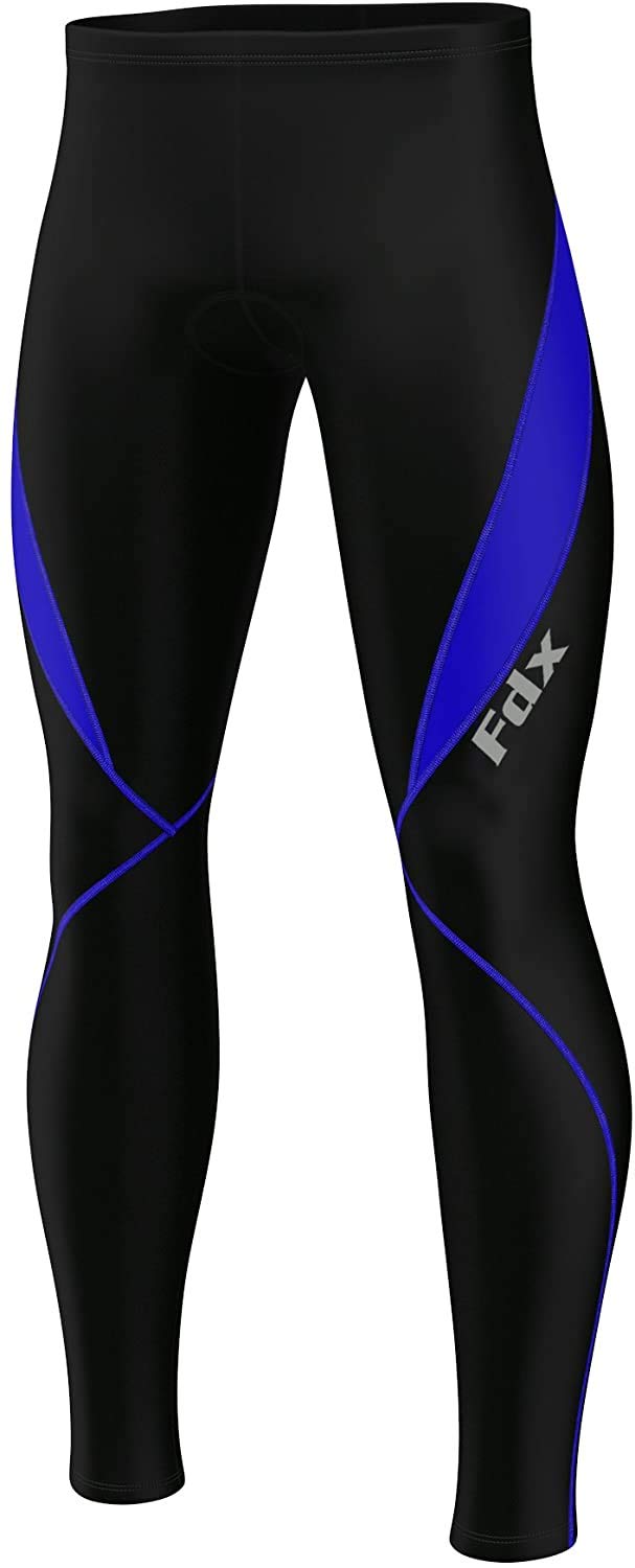 FDX MenÃƒÆ’Ã‚Â¢ÃƒÂ¢Ã¢â‚¬Å¡Ã‚Â¬ÃƒÂ¢Ã¢â‚¬Å¾Ã‚Â¢s Cycling Tights - Italian Roubaix Fabric, 3D Anti-Bac Padded, Breathable, Quick Dry, Winter Cycle Pants - Thermal Outdoor Bike Riding Trousers - Highly Elasticated Bicycle Leggings (Blue-L)