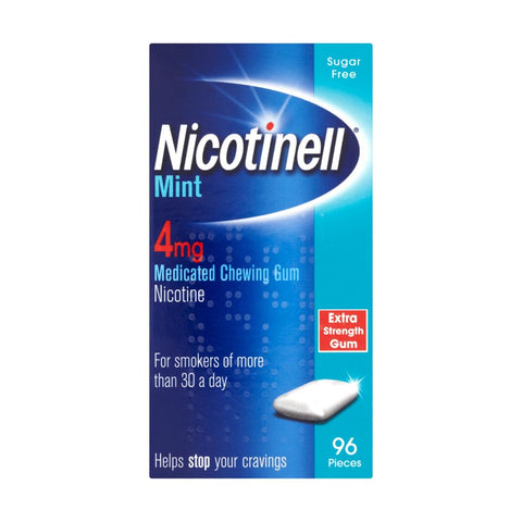 Nicotinell Nicotine Gum, Quit Smoking Aid, Mint Flavour, 4 mg, 96 Pieces