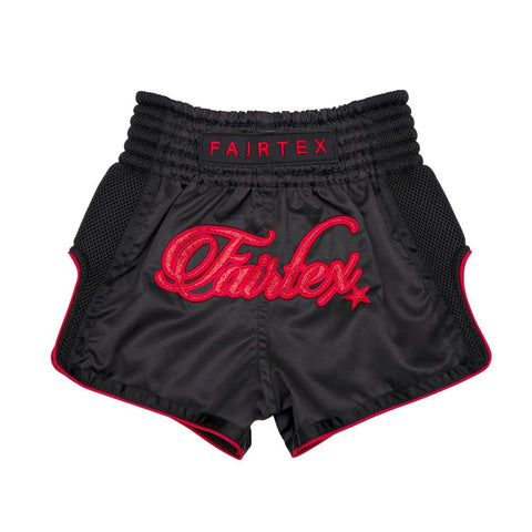 Fairtex Youth Muay Thai Boxing Shorts for Kids (Midnight Red, 6-8yrs)