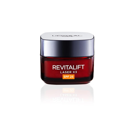 Lâ€™OrÃ©al Paris Revitalift Laser Triple Action Anti-Ageing SPF 25 Cream, Smooth Wrinkles, Firm and Radiant Skin, Pro-Retinol, Hyaluronic Acid and Vitamin C, 50ml