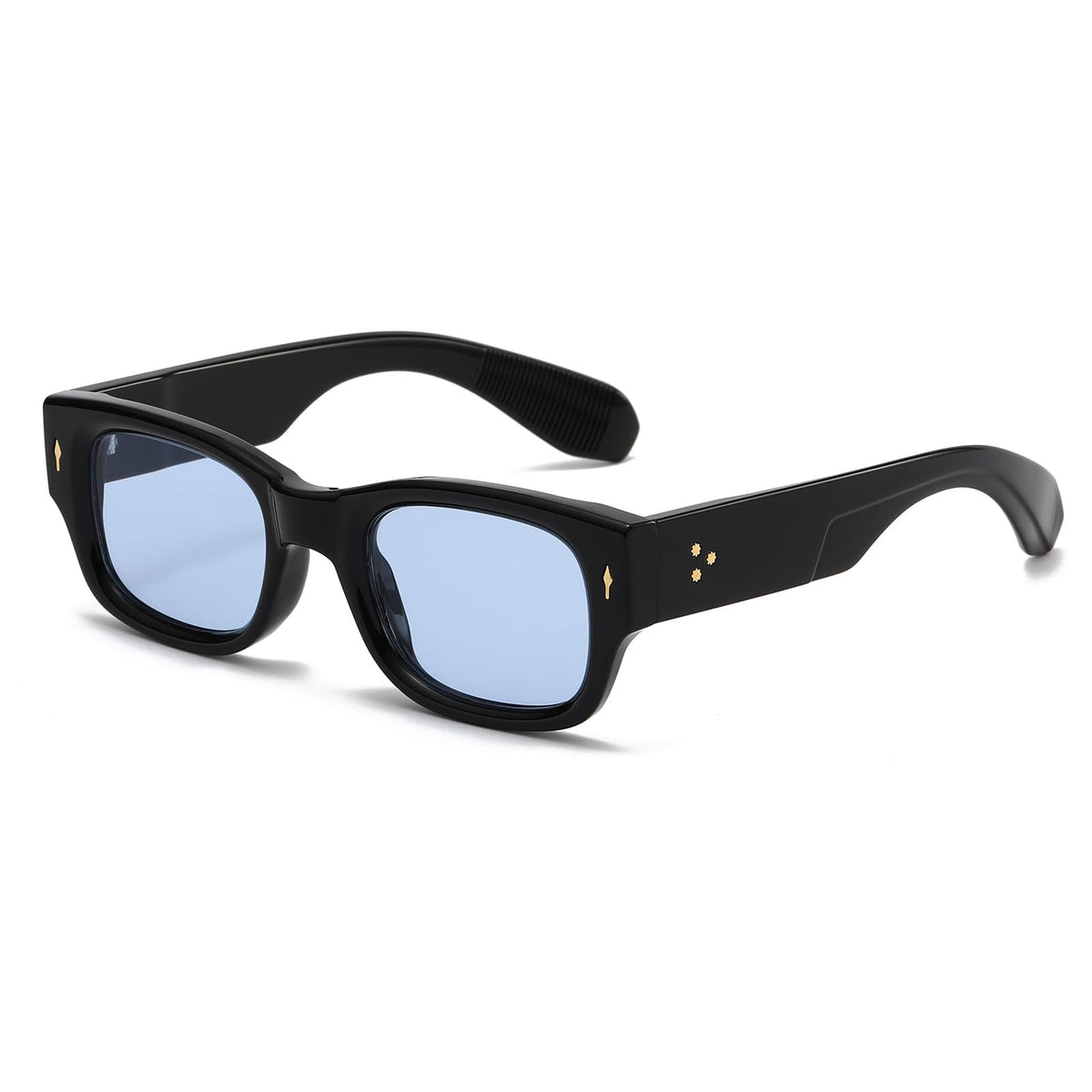 YAMEIZE Vintage Chunky Rectangle Sunglasses - Thick Square Sun Glasses for Men Women Black Shades UV400 Protection