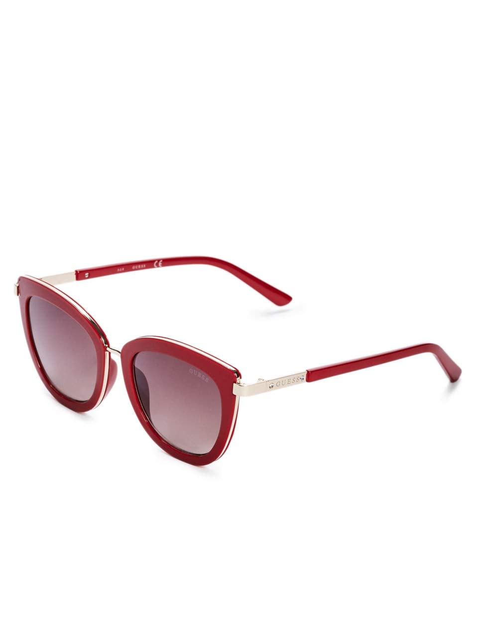 GUESS Factory Women's Cat Eye Sunglasses, Shiny Red