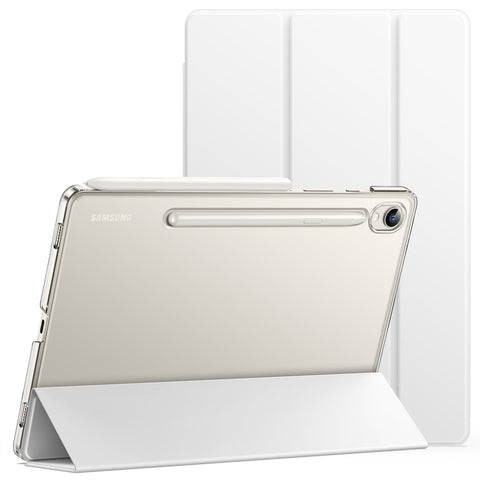 JETech Case for Samsung Galaxy Tab S9 11-Inch, Translucent Back Tri-Fold Stand Protective Tablet Cover, Support S Pen Charging, Auto Wake/Sleep (White)