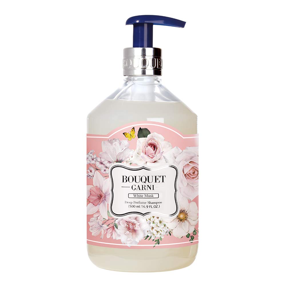 BOUQUET GARNI Shampoo White Musk - Long Lasting Fragrance Dry Hair Moisturizing Shampoo - Scalp Moisturizer and Cleansing with Natural Surfactant - Nutritious Amino, Protein, Natural Oil - 16.9 Fl. Oz