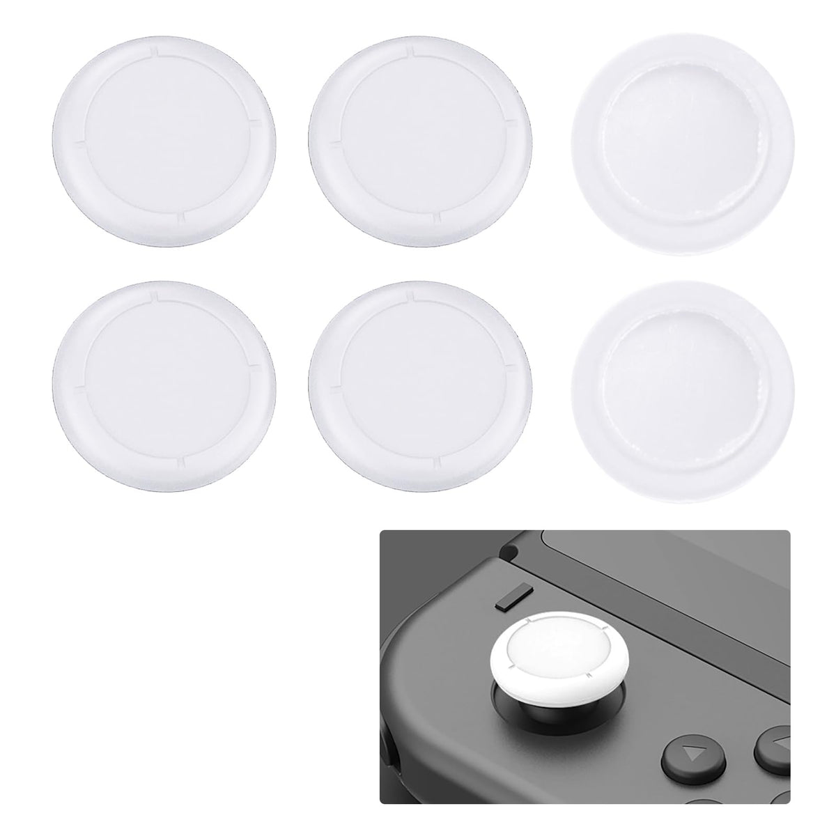 6 Pcs Replacement Joystick Covers for Nintendo Switch OLED Thumb Caps Grips Analog Thumbstick Replacement Caps for Nintendo Switch & Switch Lite Comfortable Joystick Covers for Gaming (white)