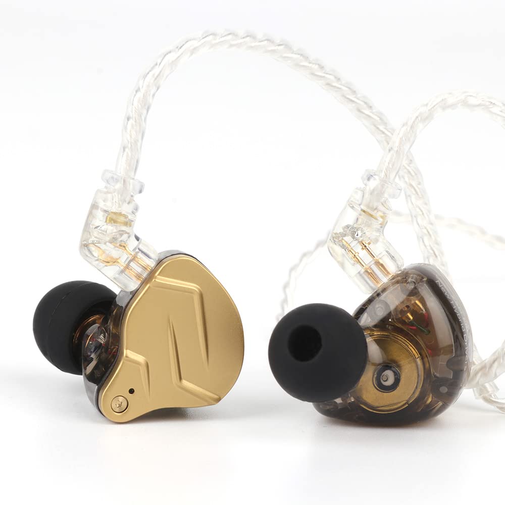 Linsoul KZ ZSN PRO X Dual Driver 1BA+1DD Hybrid Metal Earphones HiFi in-Ear Monitor with Detachable Recessed 2Pin Cable, Zin Alloy Panel (Without Mic, Gold)