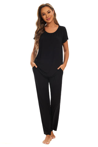 Smallshow Women's Maternity Nursing Pyjamas Short Sleeve Breastfeeding Sleepwear,Black,XXL