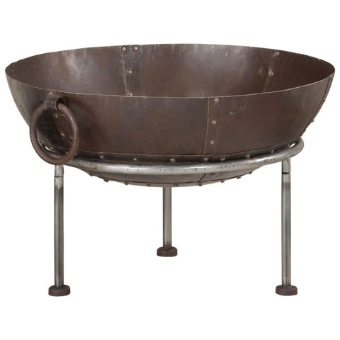 vidaXL Fire Pit - Outdoor Iron Fireplace Bowl/Patio Furnace Heater with Handles, Brown, 55x55x38cm, Portable Garden/Camping Firepit
