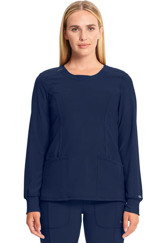 Infinity Long Sleeve Scrubs for Women, 4-Way Stretch Performance Fabric CK781A, L, Navy