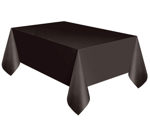 Black Solid Rectangular Plastic Table Cover (54" x 108") 1 Count - Elegant Design & Premium Quality, Ideal For Parties, Events & Everyday Use