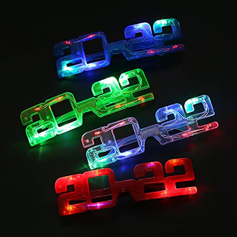 PRETYZOOM 4pcs 2022 Party Glasses LED Light Up Eyeglasses Glow In The Dark Party Supplies for Kids Adults for 2022 Graduation Party Favors Grad Party Supplies(Random Color)