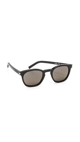 Saint Laurent Unisex's SL 28 002 Sunglasses, Black/Smoke, 49