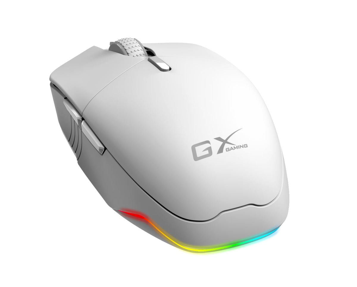 Rechargeable Wireless Gaming Mouse, 3200 DPI, Bluetooth/2.4G, 7 Color LED, 8 Backlight Modes, 6 Buttons, Adjustable DPI with AI Codriver, White