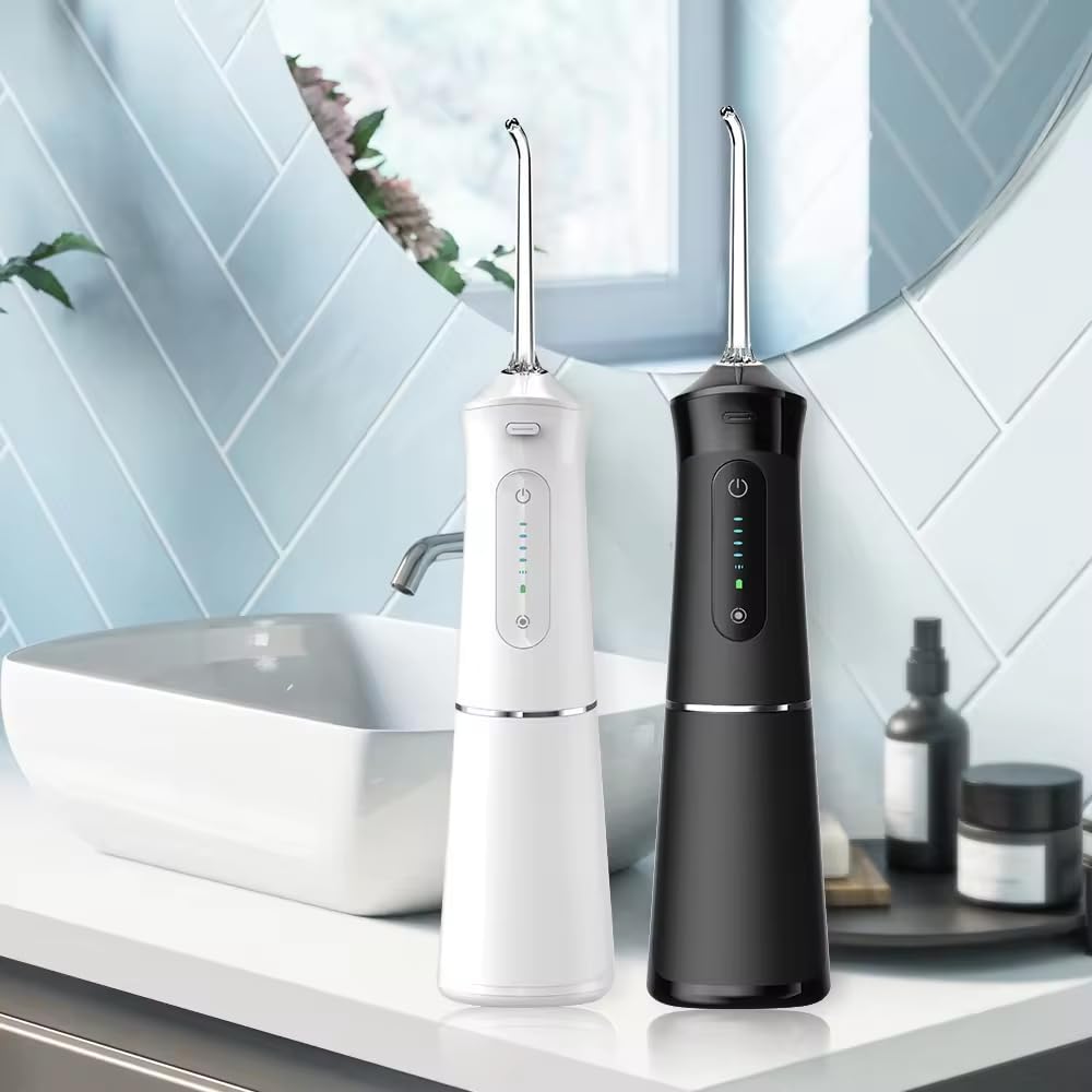 Generic Cordless 5 Modes Cordless Mini Portable Water Dental Flossers, White, Black