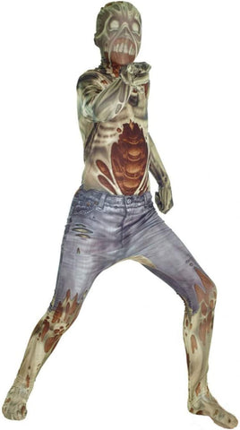 Morphsuits Kids Zombie Monster Costume - Large 4'-4'6 / 10-12 Years