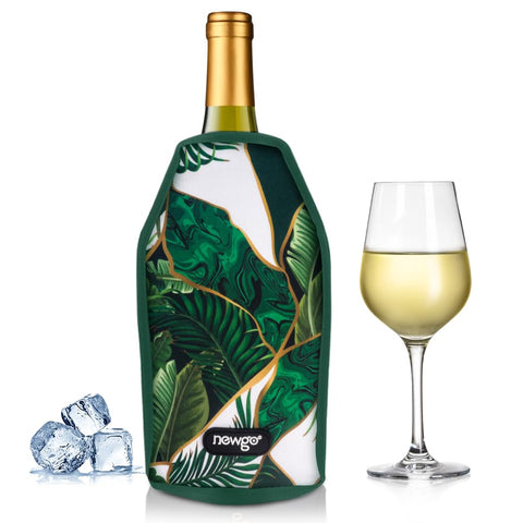 NEWGO Wine Cooler Champagne Cooler Sleeve Cuffs Bottle Cooler Cooling Cuff for Wine, Champagne, Bottles, Water-Repellent Fabric (Plants), bi513