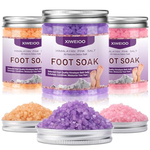 XIWEIOO Himalayan Pink Salt with Lavender, Rose, Orange Fragrance, Oil Essential Oil & Sea Saltsfor Plantar Fasciitis Relief, Relaxation Gifts for Foot Pain