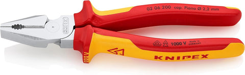 Knipex High Leverage Combination Pliers chrome-plated, insulated with multi-component grips, VDE-tested 200 mm 02 06 200