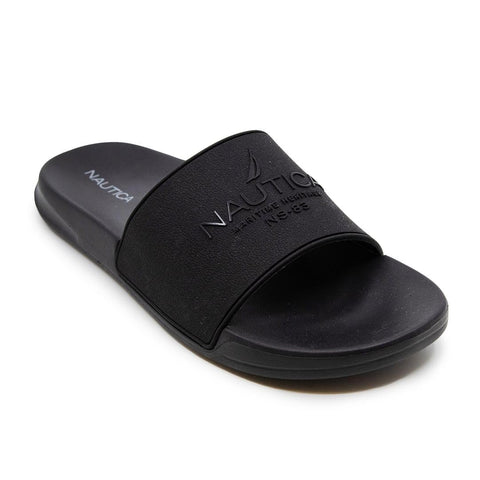 Nautica Men's Athletic Slide Comfort Sandal-Porter-Black Black-Size-7
