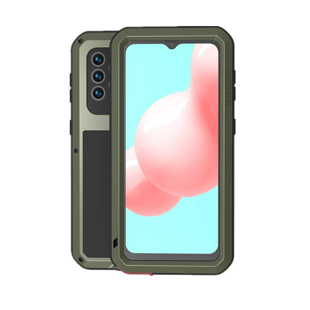 LOVE MEI Rugged Case for Samsung Galaxy A32 5G, Outdoor Sports Military Heavy Duty Metal Cover Shockproof Dustproof Scratch Proof Full Body Case with Built in Tempered Glass Screen Protector (Green)