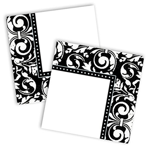 Party Ready Formal Affair Lunch Napkins Tableware, Black and White, Paper , 6" x 6", Pack of 16
