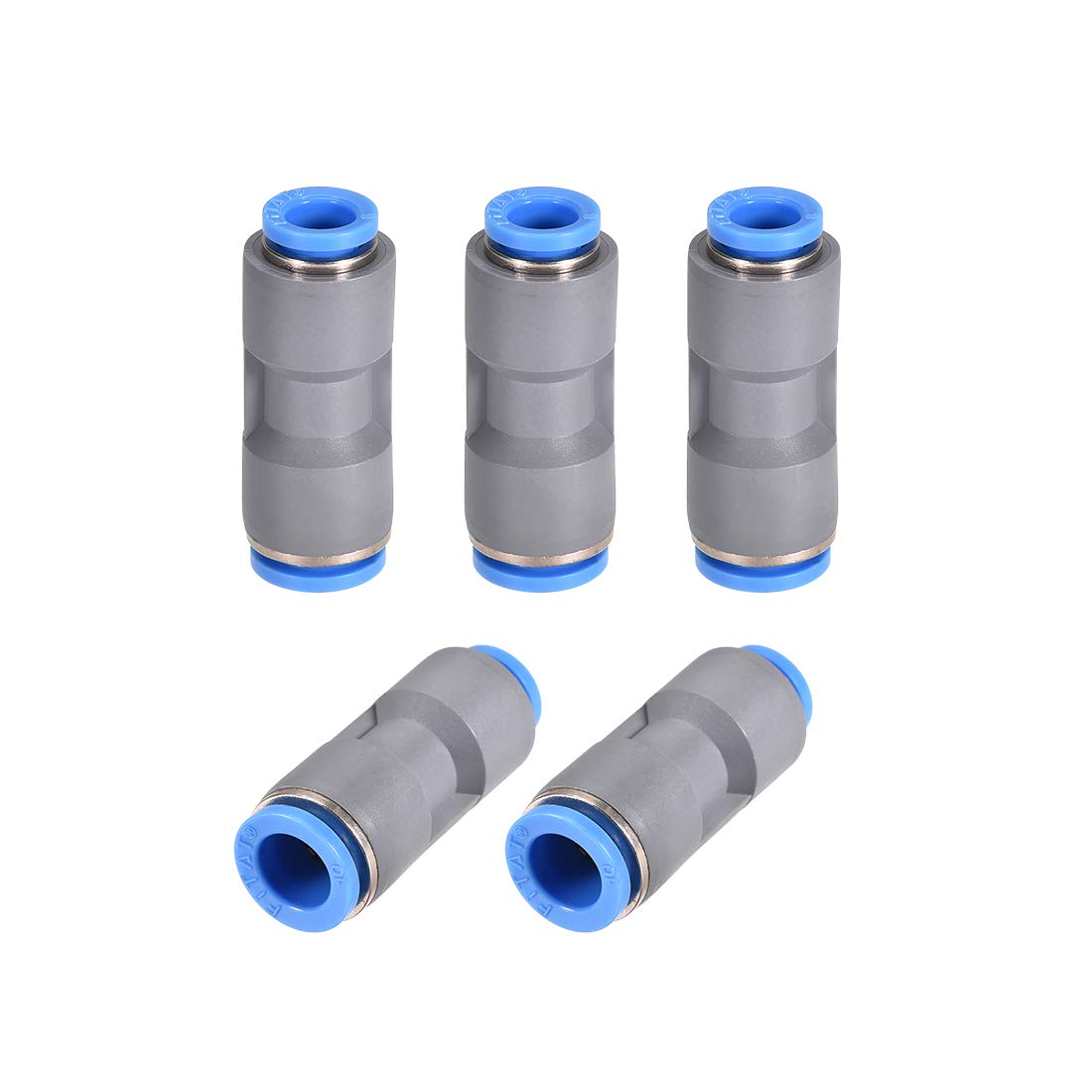 uxcell Straight Push to Connector Reducer Fitting 10mm to 8mm Quick Release Pneumatic Connector Plastic Union Pipe Tube Fitting Grey 5Pcs