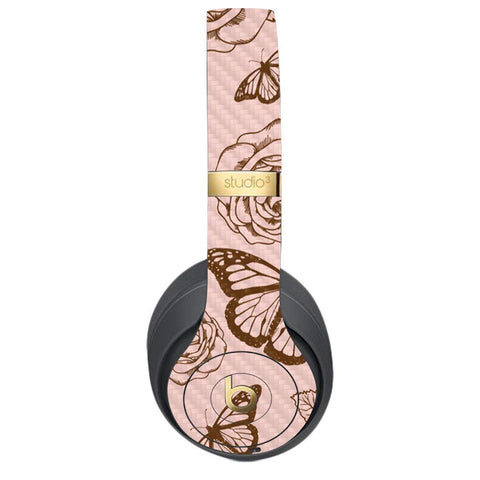 MightySkins Carbon Fiber Skin for Beats Studio 3 Wireless - Butterfly Garden | Protective, Durable Textured Carbon Fiber Finish | Easy to Apply, Remove, and Change Styles | Made in The USA
