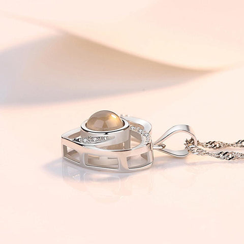 wikkeny Personalized Photo Projection Necklace, 925 Sterling Silver Custom Name I Love You 100 Languages Pendant Jewelry Gifts Women Girls-silver