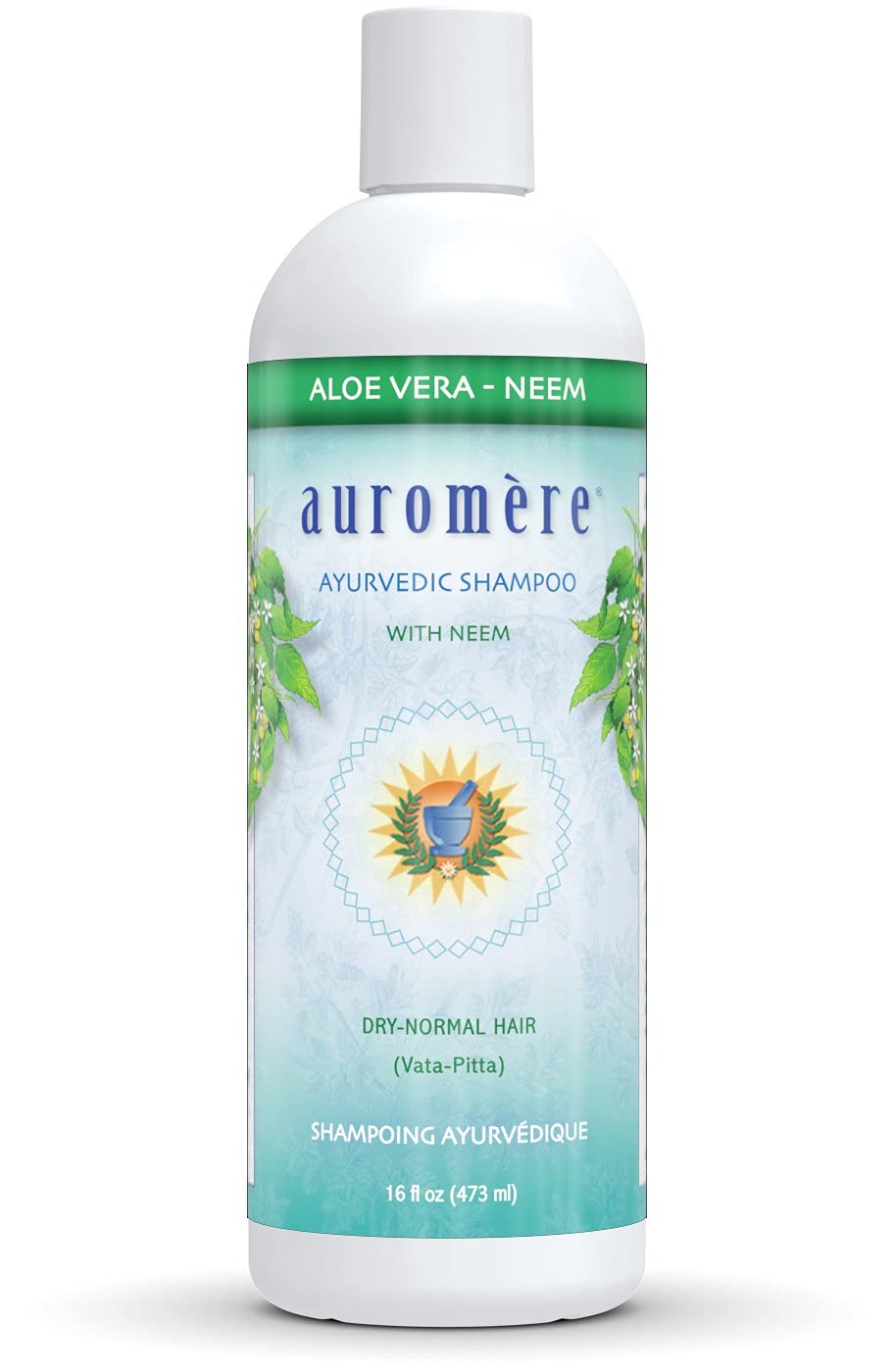 Auromere Ayurvedic Shampoo, Aloe Vera Neem - Vegan, Cruelty Free, Non-GMO, Natural, Gluten Free, Sulfate Free, Paraben Free for Dry to Normal Hair (16 fl oz), 1 Pack