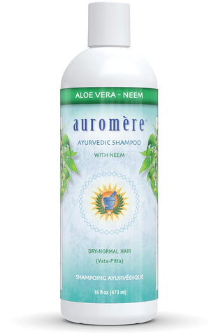Auromere Ayurvedic Shampoo, Aloe Vera Neem - Vegan, Cruelty Free, Non-GMO, Natural, Gluten Free, Sulfate Free, Paraben Free for Dry to Normal Hair (16 fl oz), 1 Pack
