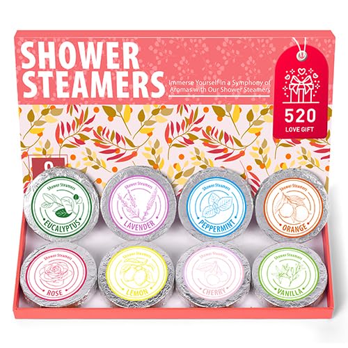 Shower Steamers Aromatherapy - Valentine's Day Gifts for women 8 Pack Pure Essential Oil Shower Bombs for Home Spa Bath Self Care, Stress Relief and Relaxation Bath Gifts for Her Birthday Present Pink