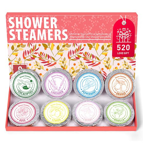 Shower Steamers Aromatherapy - Valentine's Day Gifts for women 8 Pack Pure Essential Oil Shower Bombs for Home Spa Bath Self Care, Stress Relief and Relaxation Bath Gifts for Her Birthday Present Pink
