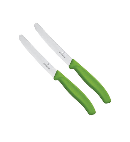 Victorinox Swiss Classic, Tomato and Table Knife, Extra Sharp Blade, Wavy Edge, 11 cm, Stainless Steel, Green