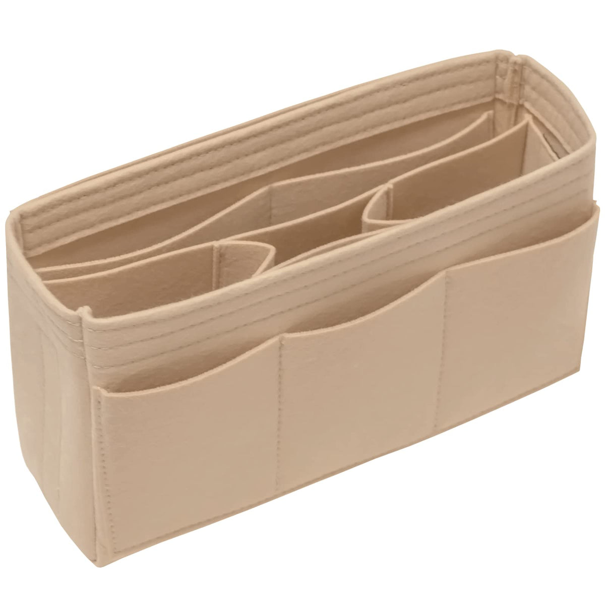 DailyPlus Purse Organizer Insert Felt Bag Organizer Handbag Organizer Insert Bag In Bag Organizer for Tote Purse Bag 14 Pockets Beige Slender Medium