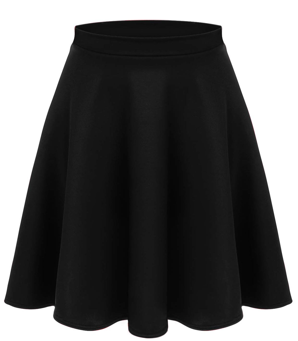 Women's Midi Skirt Flared Stretch Skirt for Women Reg & Plus Size. Casual A line, Basic Everyday Wear, Formal Office (Size Small, Black)