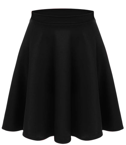 Women's Midi Skirt Flared Stretch Skirt for Women Reg & Plus Size. Casual A line, Basic Everyday Wear, Formal Office (Size Small, Black)