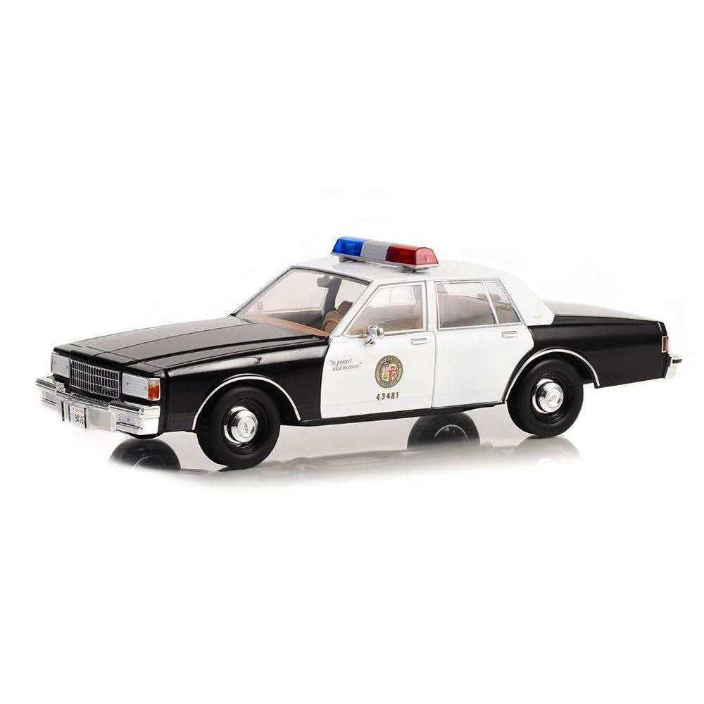Greenlight 1986 Chevrolet Caprice Black and White LAPD (Los Angeles Police Department) MacGyver (1985-1992) TV Series Artisan Collection 1/18 Diecast Model Car