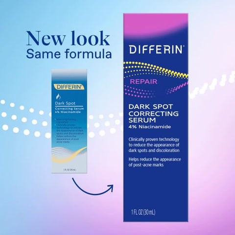Differin Dark Spot Correcting Serum for Acne Prone Sensitive Skin, 1 oz (Packaging May Vary)