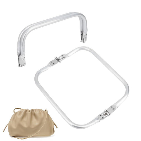 PRAOFRT Pack of 2 Fasteners for Bags Hook Closure Bag Hanger Metal Internal Wire Frame Aluminium Silver Tube Frame Bag Handle Accessories for DIY Sewing Crafts (180 x 90 mm)
