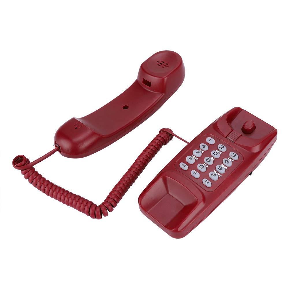 Yoidesu Wall Corded Telephone,Wall Mount & Landline Phone with Mute and Flash Function (red)