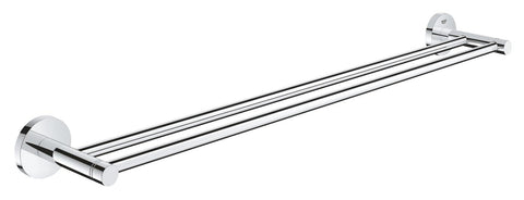 GROHE Start Double Towel Rail (Metal, Concealed Fastening, Including Screws and Dowels, Easy to Fit), Size 654 mm, Chrome, 41203000