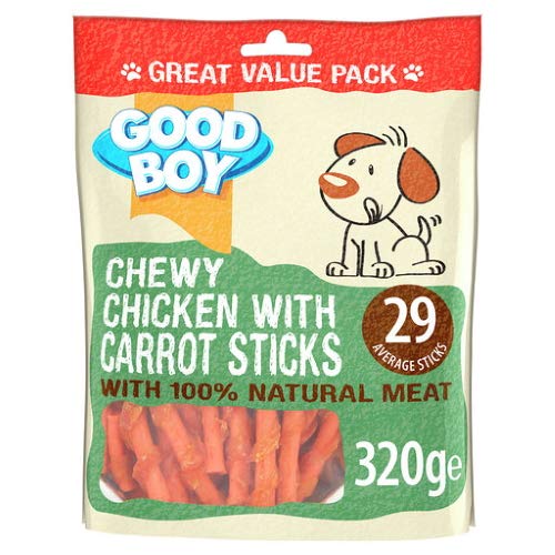 GoodBoy *NEW* 320G VALUE PACK CHEWY CHICKEN WITH CARROT STICKS NATURAL MEAT DOG TREATS